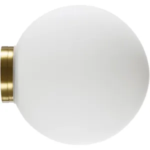 Calibo Crest Opal Glass 140mm IP44 Orb Wall Light Brass by Calibo, a Wall Lighting for sale on Style Sourcebook