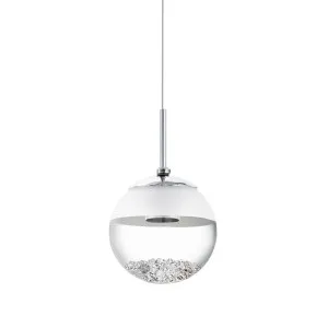 Eglo Montefio 1 Chrome & Clear Glass With Crystal Pendant Light 1 Light by Eglo, a Pendant Lighting for sale on Style Sourcebook