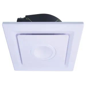 White Emeline-II Square Exhaust Fan With 10W LED Light   Flex And Plug Small by Mercator, a Exhaust Fans for sale on Style Sourcebook