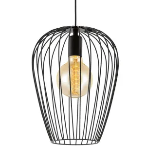 Eglo Newtown Black Metal Cage Pendant Light 1 Light Large by Eglo, a Pendant Lighting for sale on Style Sourcebook