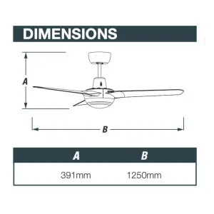 Spyda 3 Blade 50" Indoor/Outdoor Designer Ceiling Fan With 20W TRI Colour Dimmable LED Light Black by Ventair, a Ceiling Fans for sale on Style Sourcebook