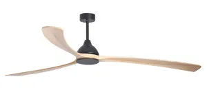 Fanco Sanctuary DC 92" Solid Timber Blade Indoor/Outdoor Ceiling Fan With Remote Matte Black/Natural by Fanco, a Ceiling Fans for sale on Style Sourcebook