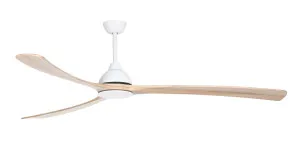 Fanco Sanctuary DC 92" Solid Timber Blade Indoor/Outdoor Ceiling Fan With Remote White/Natural Blades by Fanco, a Ceiling Fans for sale on Style Sourcebook