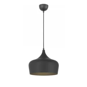 Telbix Polk Brushed Black Shade Pendant Light (E27) Medium by Telbix, a Pendant Lighting for sale on Style Sourcebook