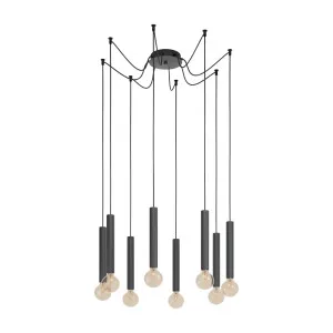 Eglo Cortenova Black Steel Pendant Light (E27) 8 Light Cluster by Eglo, a Pendant Lighting for sale on Style Sourcebook