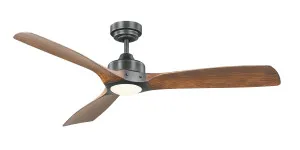 Mercator Ikuu 52" Smart WiFi Minota Indoor DC Ceiling Fan With 20W LED Light & Remote Black and Dark Timber by Mercator, a Ceiling Fans for sale on Style Sourcebook