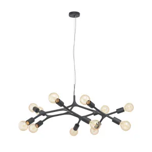 Black Eglo Bocadella Black Steel Pendant Light Edison Screw (E27) 12 Light by Eglo, a Pendant Lighting for sale on Style Sourcebook