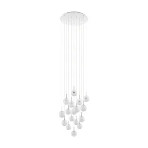 Eglo Montefio 2 Crystal 17 Light LED Pendant Light Chrome And Clear Glass by Eglo, a Pendant Lighting for sale on Style Sourcebook