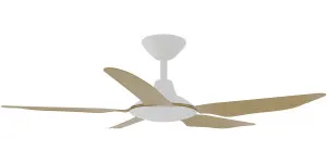 Calibo Storm 42" (1070mm) 5 Blade Indoor/Outdoor DC Ceiling Fan & Remote White & Bamboo by Calibo, a Ceiling Fans for sale on Style Sourcebook