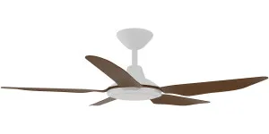 Calibo Storm 42" (1070mm) 5 Blade 18W Tricolour LED Light Indoor/Outdoor DC Ceiling Fan & Remote White & Koa by Calibo, a Ceiling Fans for sale on Style Sourcebook