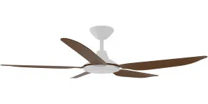 Calibo Storm 48" (1220mm) 5 Blade 18W Tricolour LED Light Indoor/Outdoor DC Ceiling Fan & Remote White & Koa by Calibo, a Ceiling Fans for sale on Style Sourcebook