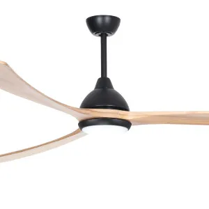 Fanco Sanctuary DC 70" Solid Timber Blade Indoor/Outdoor Ceiling Fan with 24W CCT LED Light and Remote Black & Natural by Fanco, a Ceiling Fans for sale on Style Sourcebook