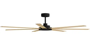 Calibo Alula 80" (2032mm) 7 Blade Indoor/Outdoor DC Ceiling Fan & Remote Black & Bamboo by Calibo, a Ceiling Fans for sale on Style Sourcebook