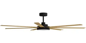 Calibo Alula 80" (2032mm) 7 Blade Indoor/Outdoor DC Ceiling Fan with 24W Light & Remote Black & Teak by Calibo, a Ceiling Fans for sale on Style Sourcebook