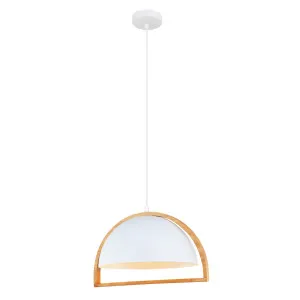 White & Timber CLA Swing Pendant (E27) Dome by Compact Lamps Australia, a Pendant Lighting for sale on Style Sourcebook