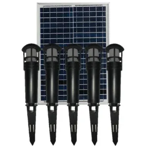 Solar Lighting Direct Modern 5 Light Solar Bollard Kit w/Solar Panel Black by Solar Lighting Direct, a Outdoor Lighting for sale on Style Sourcebook