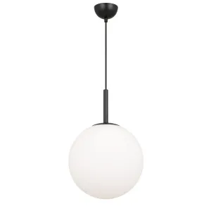 Black Telbix Bally Opal Matt Glass Ball Pendant Light 300mm by Telbix, a Pendant Lighting for sale on Style Sourcebook