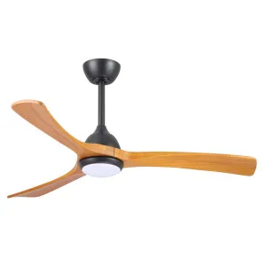 Claro Sleeper 56" Solid Timber DC Ceiling Fan With Dimmable LED CCT Light and Remote Black & Teak by Claro, a Ceiling Fans for sale on Style Sourcebook