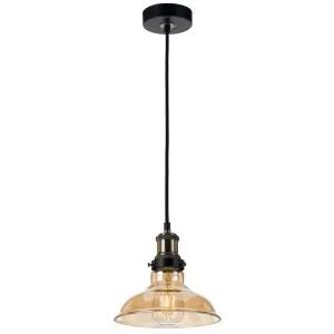 Telbix Hertel 1 Light 200mm Pendant Light Black & Amber by Telbix, a Pendant Lighting for sale on Style Sourcebook