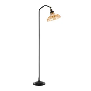 Telbix Hertel 1 Light Floor Lamp (E27) Black & Amber by Telbix, a Floor Lamps for sale on Style Sourcebook