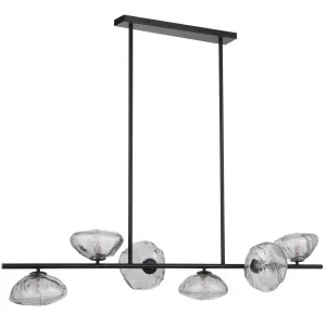 Telbix Zecca 6 Light Bar Pendant Light Black & Smoke Glass by Telbix, a Pendant Lighting for sale on Style Sourcebook