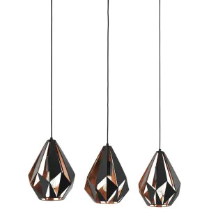 Eglo Carlton 1 Bar Pendant Light Black and Copper by Eglo, a Pendant Lighting for sale on Style Sourcebook