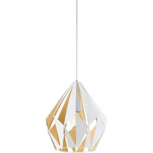 Eglo Carlton 1 Light Pendant Light White & Gold by Eglo, a Pendant Lighting for sale on Style Sourcebook