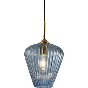 Calibo Ribbon Fluted Glass 280mm Pendant Light Blue by Calibo, a Pendant Lighting for sale on Style Sourcebook