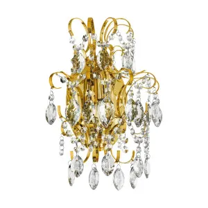 Eglo Fenoullet 1 Light Crystal Wall Light (E14) Brass by Eglo, a Wall Lighting for sale on Style Sourcebook