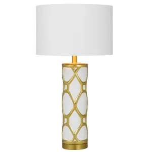 Vilma Telbix Ceramic Table Lamp (E27) White & Gold by Telbix, a Table & Bedside Lamps for sale on Style Sourcebook