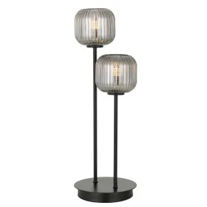 Telbix Bobo Rippled Glass 2 Light Table Lamp (E27) Black by Telbix, a Table & Bedside Lamps for sale on Style Sourcebook