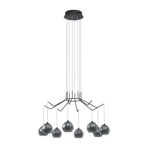 Eglo Rovigana Smoked Glass LED Pendant Light 8 Light by Eglo, a Pendant Lighting for sale on Style Sourcebook