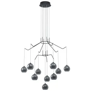 Eglo Rovigana Smoked Glass LED Pendant Light 10 Light by Eglo, a Pendant Lighting for sale on Style Sourcebook