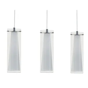 Eglo Pinto Chrome Clear   Opal Twin Glass Pendant 3 Light by Eglo, a Pendant Lighting for sale on Style Sourcebook