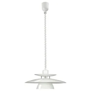 Eglo Brenda White Metal Shade Pendant   Adjustable Spring Cord 430mm by Eglo, a Pendant Lighting for sale on Style Sourcebook