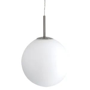 Nickel Telbix Bally Opal Matt Glass Ball Pendant Light 250mm by Telbix, a Pendant Lighting for sale on Style Sourcebook