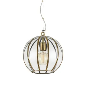 Ball Antique Brass Telbix Medina  Pendant Light With Glass Small by Telbix, a Pendant Lighting for sale on Style Sourcebook