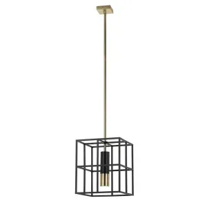 Black And Antique Brass Telbix Nelson Cage Aluminium Pendant 1LT by Telbix, a Pendant Lighting for sale on Style Sourcebook