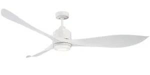 Eagle 66" XL  DC 3 Blade Ceiling Fan With Dimmable 12W LED Light And Remote White by Mercator, a Ceiling Fans for sale on Style Sourcebook