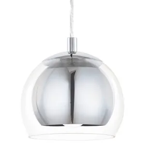 Eglo Rocamar Chrome and Glass Dome Pendant Light 1 Light by Eglo, a Pendant Lighting for sale on Style Sourcebook