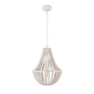 Mercator Willow 1 Light Wooden Bead Pendant Light (E27) White by Mercator, a Pendant Lighting for sale on Style Sourcebook