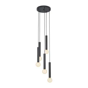 Eglo Cortenova Black Steel Pendant Light (E27) 5 Light Cluster by Eglo, a Pendant Lighting for sale on Style Sourcebook