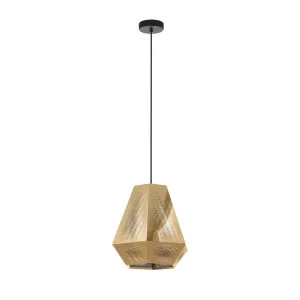 Brass Eglo Chiavica Geometric Pendant Light Edison Screw (E27) Large by Eglo, a Pendant Lighting for sale on Style Sourcebook