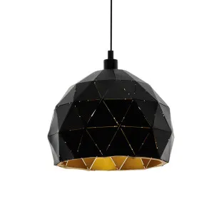 Eglo Roccaforte Black and Gold Pendant Light 300mm by Eglo, a Pendant Lighting for sale on Style Sourcebook