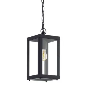 Alamonte 1 Eglo Galvanized Steel Exterior Lantern Pendant Light - IP44 Black by Eglo, a Pendant Lighting for sale on Style Sourcebook