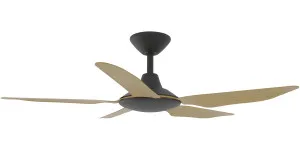 Calibo Storm 42" (1070mm) 5 Blade Indoor/Outdoor DC Ceiling Fan & Remote Black & Bamboo by Calibo, a Ceiling Fans for sale on Style Sourcebook