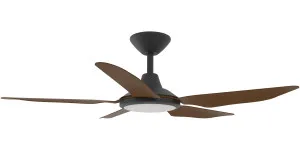 Calibo Storm 42" (1070mm) 5 Blade 18W Tricolour LED Light Indoor/Outdoor DC Ceiling Fan & Remote Black & Koa by Calibo, a Ceiling Fans for sale on Style Sourcebook