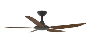 Calibo Storm 48" (1220mm) 5 Blade Indoor/Outdoor DC Ceiling Fan and Remote Black & Koa by Calibo, a Ceiling Fans for sale on Style Sourcebook