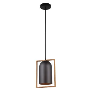 Black & Timber CLA Swing Pendant (E27) Oblong by Compact Lamps Australia, a Pendant Lighting for sale on Style Sourcebook