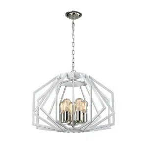 White Gamba Cage Pendant (E27) 5 Light by Compact Lamps Australia, a Pendant Lighting for sale on Style Sourcebook